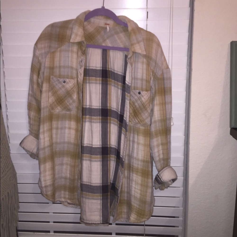 Free People double cloth plaid button down